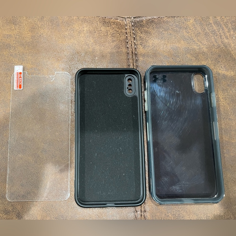 2 iPhone XS max cases with 1 tempered glass screen savers Under Armour